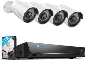 "Reolink" 5MP perėjimo kameros rinkinys, vaizdo stebėjimo sistema su 8CH 2TB HDD NVR ir 4X 5MP PoE IP lauko kamera, su asmens / apsaugos įranga, skirta perėjimui 24 valandas per parą 7 dienas per savaitę, IR Nachtsicht, RLK8-410B4-5MP