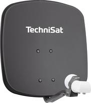 "TechniSat DIGIDISH 45" palydovinė antena 2 dalyviams (45 cm maža palydovinė sistema - pilnas komplektas su sieniniu laikikliu ir universaliu dvigubu LNB) Pilka