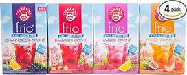 "Teekanne Frio" 4 pakuočių pakuotė: rabarbarų vyšnių, serbentų citrinų, aviečių citrinų, persikų pasiflorų (4 x 45 g)