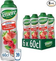 "Teisseire" braškių ir aviečių (Fraise - Framboise) Zero - nealkoholiniams gėrimams be cukraus 6 x 600 ml