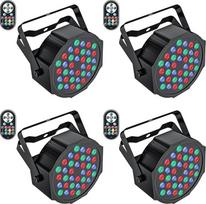 "UKing" 4 vnt. LED Par šviesos, 72W LED prožektorius RGB DMX scenos šviesa 7 režimai vakarėlių šviesos efektai su nuotolinio valdymo pulteliu DJ diskotekų šviesos vestuvių Kalėdų scenos apšvietimui