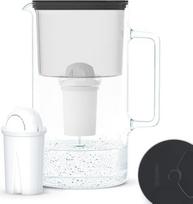 "Wessper" stiklinis vandens filtro ąsotis, 2,5 l, suderinamas su "Brita Classic" vandens filtro kasetėmis, yra 1 vandens filtro kasetė, mažina kalkių nuosėdų ir chloro kiekį, juodas
