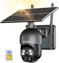 "Xega" 3G/4G LTE lauko stebėjimo kamera su SIM kortele, belaidė saulės PTZ IP kamera lauke su 2K spalvų naktiniu matymu, 355°/95° pasukimo kampu, SD kortelės lizdu, PIR aptikimu, dvipusio garso aptikimu, IP66 atsparumu vandeniui