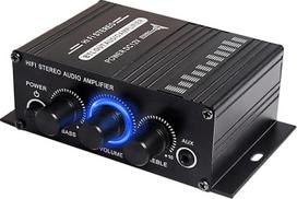 12 V HiFi Stereo Audio Amplifier for Car 2 Channel HiFi Bass Audio Subwoofer Amplifier for Cars CD DVD MP3 Player Speaker
