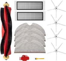 13 dalių "Xiaomi Roborock S6 S60 S65 S5 Max S6 Max V S6 Pure Vacuum Cleaner" priedų 1 x ritininiai šepetėliai 2 x filtrai 4 x servetėlės 4 x šoniniai šepetėliai 2 x valymo įrankiai
