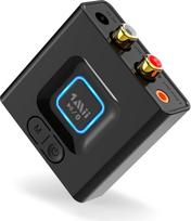 1Mii ML201 stereofoninės sistemos adapteris, "Bluetooth 5.0" imtuvas su 3,5 mm AUX RCA belaidžiu garso imtuvu kompiuterio kolonėlėms su išmaniaisiais telefonais ir planšetiniais kompiuteriais, 12 valandų atkūrimo režimas, žemų dažnių režimas