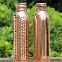 2 gryno vario vandens butelių rinkinys 600 ml be jungčių varinių vandens butelių rinkinys, nesandarus Ajurvedinio vario vandens buteliukai sveikatai (600 ml)
