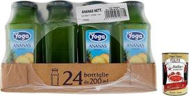 24 x Yoga Succo Pineapple Nettare, ananasų sulčių nektaras, gaivinančios vaisių sultys, tropinio skonio, stiklinė 200 ml + itališka gurmaniška Polpa di Pomodoro 400 g skardinė