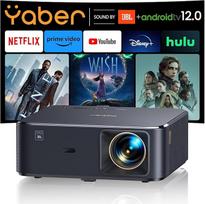 4K projektorius su "Android TV", JBL garsas, "Dolby Audio", NFC, automatinis fokusavimas, automatinis geometrijos koregavimas, "WiFi6", "Bluetooth", YABER K2s 800 ANSI 1080P Full HD projektorius Namų kinas, 300 colių ekranas Vaizdo įrašas