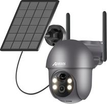 ANRAN 2K lauko stebėjimo kamera WiFi 360 laipsnių pasukama belaidė stebėjimo kamera su saulės kolektoriumi PIR judesio jutiklis su prožektoriumi, dvipusis garsas, naktinis matymas, 2,4 GHz WiFi, Q01 Grey