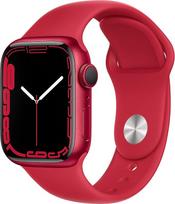 Apple Watch Series 7 (GPS, 41mm) - Red Aluminium Case with Red Sports Band (Refurbished)