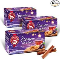 Arbatinukas "Star Lights", 3 arbatos rinkiniai, iš viso 3 x 20 arbatos maišelių, vaisių arbata su švelniu slyvų ir cinamono skoniu, žiemos arbata, skirta dovanoti