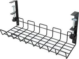 ASelected Underdesk Cable Management Tray, No Drilling Metal 15 Inch Metal Cable Organizer Office Cable Net Holder for Desks, Offices and Kitchens, Black