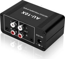 ATNEDCVH Mini Mini Stereo Audio Preamp Headphone Amplifier Gain 20dB Phono Turntable Phonograph Preamp Dual OP Amplifier NE5532 with 3.5mm RCA Input to 3.5mm