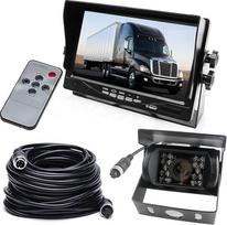 Automobilio atbulinės eigos kameros parkavimo monitoriaus sistema Vandeniui atspari 18 LED naktinio matymo atbulinės eigos kamera su 15 m 4 kontaktų aviacijos kabeliu + 7 colių TFT LCD spalvotu monitoriumi, skirta dideliems sunkvežimiams, autobusams, kara