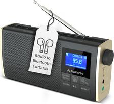 Avantree Soundbyte T Portable FM Radio with Bluetooth Speaker, Bluetooth Audio for Wireless Headphones SD Card Reader, Rechargeable and Replaceable 8 Hours Battery, FM Channel Memory