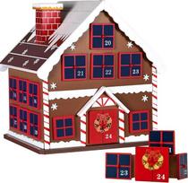BAKAJI Wooden Advent Calendar with 24 Numbered Drawers for Surprise, Decoration for Christmas, Home (Christmas House)