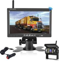 Belaidė atbulinės eigos kameros sistema, HD atbulinės eigos kameros rinkinys, 7 colių TFT LCD HD spalvotas automobilio monitorius su naktinio matymo belaidė atbulinės eigos kamera, tinkanti sunkvežimiams, furgonams, visureigiams (12-24 V)