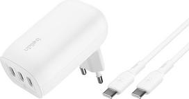 Belkin BoostCharge USB C Charger with Three Ports and PPS (67W) USB-C PD 3.1 Enabled iPhone Fast Charger for iPhone 16 Series, 15 Series, MacBook Pro, AirPods, Galaxy, USB-C / USB-C Cable