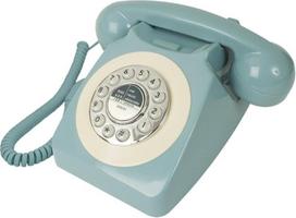 Benross 44540 Classic Retro Vintage Corded Telephone Classic Ringtone Push Button Dialing Redial Easy Setup Blue