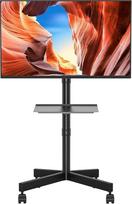 BONTEC televizoriaus stovas, pritaikytas 23-60 colių plazminiams/LCD/LED televizoriams, nešiojamas su nešiojamojo kompiuterio lentyna, reguliuojamo aukščio televizoriaus stovas, televizoriaus stovas iki 25 kg, maks. VESA 400 x 400 mm