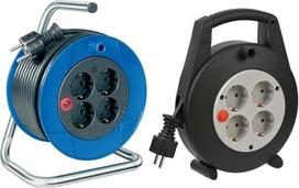 Brennenstuhl Garant Compact Cable Reel / Indoor Cable Reel with 4 Sockets & Vario Line Cable Box 4-Way / Mini Cable Reel (Indoor Cable Reel for Household, 5 m Cable, Made in Germany) Black/Grey