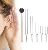 Brrnoo Aliuminio lydinio derinimo šakutė 5PCS 128HZ + 256Hz + 512Hz + 1024Hz + 2048Hz Medicininė derinimo šakutė Klausos testas Aliuminio lydinio derinimo lydinio plaktuko smūgis