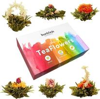 Buntfink TeaFlowers Arbatos gėlės Dovanų rinkinys, 6 arbatos rožės / arbatos gėlės dovanų dėžutėje, žalioji arbata, rankomis surištos ir vakuuminiu būdu supakuotos, dovana moterims