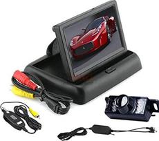 BW® High Quality 4.3" TFT LCD Foldable Car Dashboard Rear View Car Monitor+ Wireless Waterproof Backup Camera