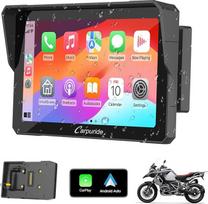 Carpuride W702B Motociklų GPS Carplay ekranas su dizaino laikikliu BMW motociklams, belaidis CarPlay ir Android automobilis, nešiojamasis vandeniui atsparus 7 colių jutiklinis ekranas, dvigubas Bluetooth, navigacija, Siri.