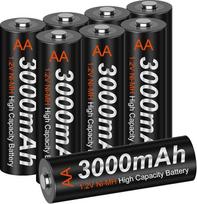 CITYORK 3000 mAh AA NI-MH įkraunamos baterijos Didelės talpos 1200 ciklų įkraunama AA baterija su laikymo dėklu [8 pakuotės]
