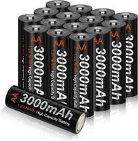 CITYORK AA įkraunamos baterijos, 16 vnt., 3000 mAh "Mignon" AA baterijos su didele talpa, NI-MH 1,2 V AA baterijos, iš anksto įkrautos, mažo savaiminio išsikrovimo su laikymo funkcija