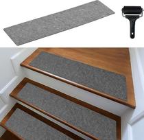 cocofy Laiptų protektoriai Kilimėliai Šiuolaikinis 15 vnt. rinkinys, 75 x 20 cm Dideli veltinio lipnūs laiptų kilimėliai Vidiniai 15 vnt. kilimėlių Laiptų protektoriai Laiptų kilimėliai Lipnūs laiptų kilimėliai Laiptų kilimėliai Laiptų kilimėliai Pilka sp