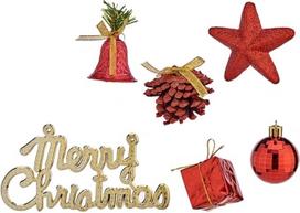 Complete Set of Christmas Decorations, Red, 30 x 20 x 8