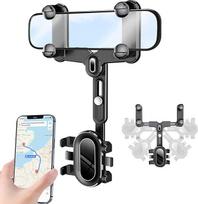 Dabuu Mobile Phone Holder Car Rear View Mirror, Multifunctional 360° Rotating and Retractable Rear View Mirror, Phone Holder, Universal Car Phone Holder, Car Mobile Phone Holder for All Mobile Phones