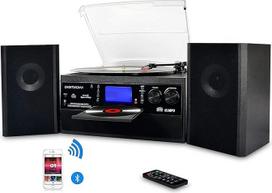 DIGITNOW! "Bluetooth" vinilinis patefonas, skirtas CD, kasetėms, AM/FM radijui ir "Aux In", USB prievadas ir SD kodavimas, nuotolinio valdymo pultas, su atskirais stereofoniniais garsiakalbiais