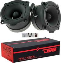 DS18 2 PRO-TW120B Super Aluminium Tweeter Black with 120 Watt RMS and 240 Watt Max 7.90 cm Diameter and One of 4 Ohm 103 dB per Pair + 2 Capacitors and 3 Free Stickers