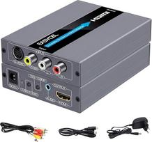 EASYCEL RCA S-Video į HDMI keitiklis, RCA kompozitinis CVBS AV arba S-Video + R/L garso įvesties ir HDMI išvesties keitiklis, palaiko 720P/1080P išvesties jungiklį, skirtas N64, PS2, Wii, DVD