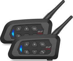 EJEAS V4 Plus Motorcycle Intercom, Motorcycle Helmet Bluetooth 5.1 Headset with FM and CVC Noise Reduction for 4 People Full Duplex Intercom (Pack of 2)