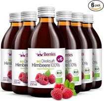 Ekologiškos aviečių sultys, 6 vnt. (6 x 250 ml), ekologiškos grynos tiesioginės aviečių sultys, 100% šalto spaudimo aviečių motinos sultys, be dažiklių, be cukraus, be GMO, be konservantų, veganiškos, BerriesPolska®