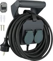 Electraline 01676 Extension Cable IP44 (10 m Cable, H05RR-F 3G1.5, for Outdoor Use and Construction Sites), with Ergonomic Handle with Two Schuko Sockets