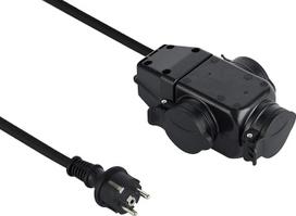 Electraline 208481 Rallonge Professionnel Triplite | Multiprise 3 Prises | Avec Capuchon | 1m câble H07RN-F 3G1.5mm² Extension Cable, Black