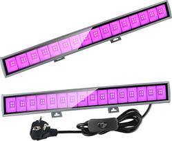 Eleganted 2 x 36 W UV juostos juodos šviesos lempa 64 LED UV šviesos vamzdis su kištuku UVA 385-400 nm juodos šviesos prožektorius IP66 atsparus vandeniui fluorescencinės juodos šviesos prožektorius vakarėliams diskotekoms Helovinas