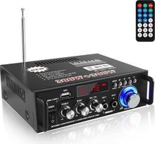 Etlephe Mini stiprintuvas HIFI stiprintuvas "Bluetooth 5.0" stereofoninis garso įrašas 12V 220V 600W 2 kanalai LCD ekranas Aukštos kokybės nešiojamas FM radijas SD/USB kortelės įvestis namams ar automobiliui