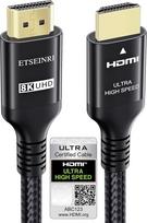 Etseinri 2024 Latest 10K 8K 4K HDMI Cable 6M, Certified 48Gbps Ultra High Speed HDMI® Cable 4K 144Hz 120Hz 8K 60Hz eARC HDCP2.3 HDR10+ D-olby Atmos - Compatible with PS5, X-box & HDTV Monitor