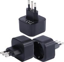 Europe to Italy/Chile Plug Adapter, EU Schuko Plug Fit to Italian/Chilean Female, Europe/Germany/French Type C/E/F Plug to Type L Travel Plug Converter (Pack of 3)