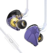 EZ EAR In-Ear Monitor CCZ BC04 HiFi Earphones DD & BA Dynamic Drivers Rich Details Cable Earphones IEM Deep Bass with 2 Pin Removable Cable for Phone PC Music Games (Purple, Microphone)