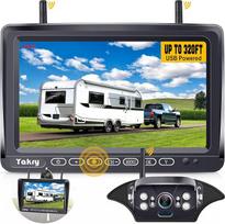 FHD 1080P Digital Wireless Rear View Camera for RVs/Trailers/Trucks/Fifth Wheels/Boats Rear View Camera, 7 Inch Monitor with DVR System, Highway Surveillance System On/Off