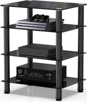 FITUEYES TV Rack HiFi Regal Audio Schrank Glas und Alu 600x455x762mm AS406001GB