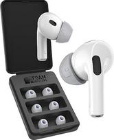 Foam Masters 3 Pairs 4.0 Memory Foam Earplugs for AirPods Pro 1st & 2nd Generation Comfortable Safe Better Noise Cancelling Replacement Buds (Various Sizes S/M/L, Grey)